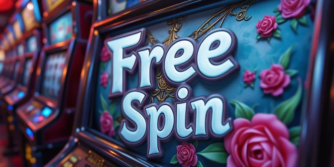 stylish inscription “free spin” on a slot machine